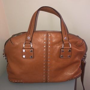 Michael Kors brown cognac handbag with shoulder strap